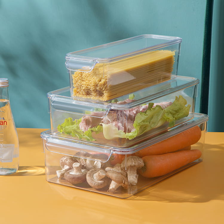 Transparente Kühlschrank-Aufbewahrungsbox mit Deckel, Fresh Keeping Food, PET-Material-Aufbewahrungsbox, Gefrierkonservierung